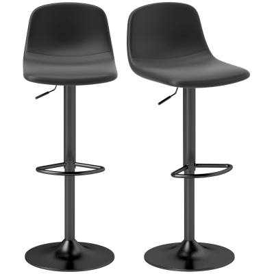 HOMCOM Set 2 Sgabelli Bar con Schienale e Altezza Regolabile Nero