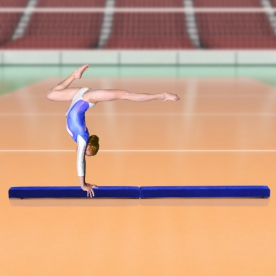 HOMCOM Barra de Equilibrio Gimnasia Plegable 210 cm Barra de Gimnasia Artística para Niños Adultos Entrenamiento en Casa Azul