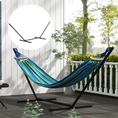 Outsunny Hängemattengestell für Hängematten Hängemattenständer mit Haken Garten Strand Metall 360 x 92 x 112 cm bis 120 kg