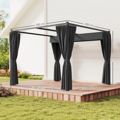 Pergola 300L x 300W x 227Hcm Charcoal grey