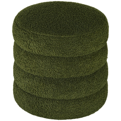 HOMCOM Kruk, rond, Teddyfleece, tot 120kg, Φ40x45H cm, Groen
