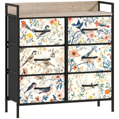HOMCOM 6-Drawer Chest Multicoloured