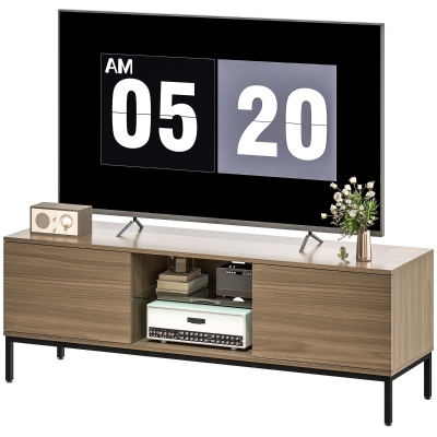 HOMCOM TV-Möbel mit Fach Kabelschacht und verstellbarem Regal für 60-Zoll-Fernseher 140x40x49,5 cm Grau