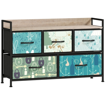 HOMCOM 5-Drawer Chest Blue