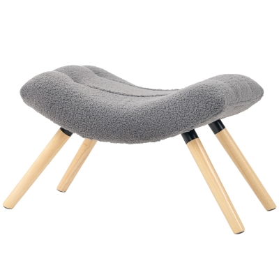 HOMCOM Repose-pieds Moderne Polaire Bois Gris Foncé