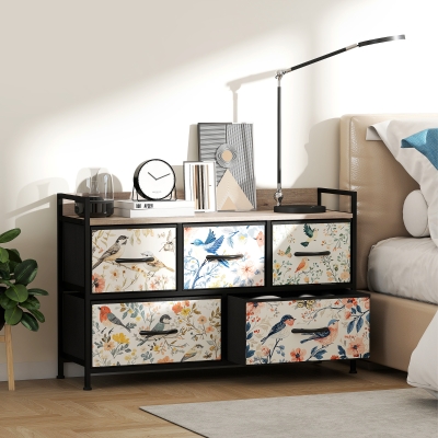 HOMCOM 5-Drawer Chest Multicoloured