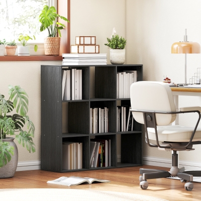 HOMCOM Nine-Cube Storage Shelf Black