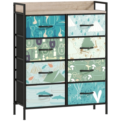 HOMCOM 8-Drawer Chest Blue