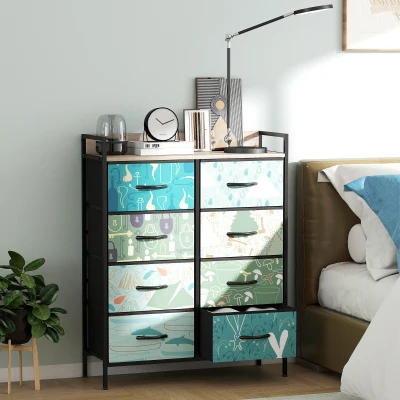 HOMCOM 8-Drawer Chest Blue