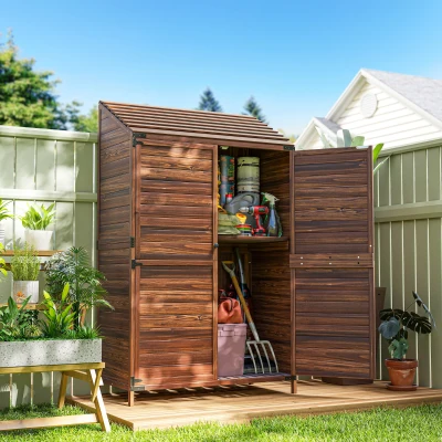 Garden Storage Shed 103.5W x 59D x 149/174.5H cm Brown