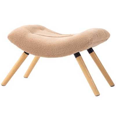 HOMCOM Moderne voetenbank met fleece-bekleding en houten poten, gepolsterd, voor woonkamer, slaapkamer, gang, Bruin