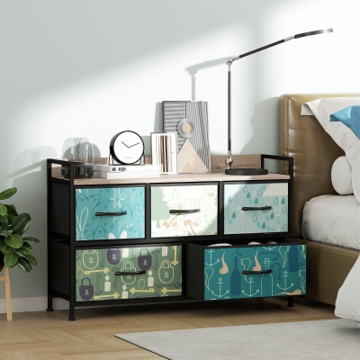 HOMCOM 5-Drawer Chest Blue