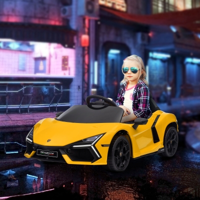 AIYAPLAY Coche eléctrico 12V con licencia Lamborghini vehículo eléctrico control remoto velocidad 3-5 km/h 3-5 años amarillo