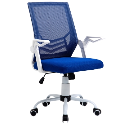 Vinsetto Silla de Oficina Ergonómica Silla Escritorio Giratoria con Altura Ajustable Reposabrazos Abatible Soporte Lumbar Transpirable para Adolescentes Adultos 62,5x55x94-104 cm Azul