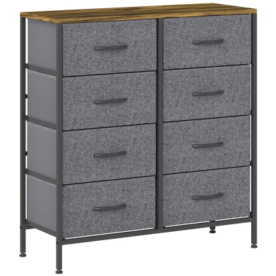 HOMCOM Industrial Chest of Drawers 8-Drawer Rustic Brown Grey
