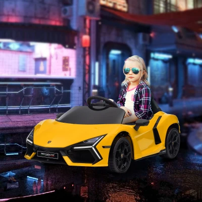 AIYAPLAY Elektroauto 12V lizenziertes Lamborghini Revue Fahrzeug Fernbedienung Geschwindigkeit 3-5 km/h 3-5 Jahre gelb