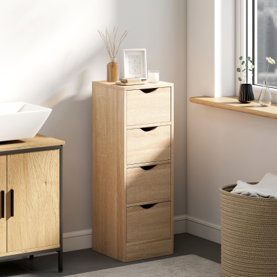 HOMCOM Mobile Bagno Salvaspazio 4 Cassetti in Stile Nordico