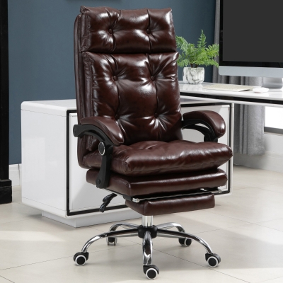 Vinsetto Silla de Oficina silla de oficina ergonómica con altura ajustable respaldo reclinable reposapiés retráctil marrón