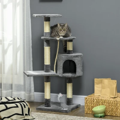 PawHut Albero per Gatti 40x40x116 cm Grigio Scuro