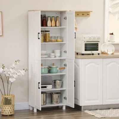 HOMCOM Mobile Dispensa con 5 Ripiani Regolabili Bianco e Legno