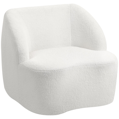 HOMCOM Sillón de Lectura Tapizado en Borreguito Diseño Curvo Acolchado Grueso No Requiere Montaje Crema