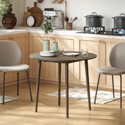 HOMCOM Table Ronde Extensible Ø89cm Bois Gris 4 Personnes