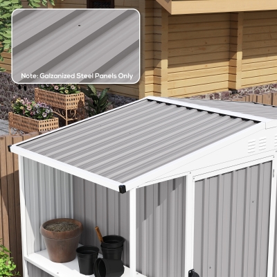 Outsunny 12er-Pack verzinkte Stahlplatten, witterungsbeständig, hellgrau, Maße einer Platte 129L x 45B cm