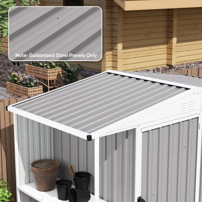 Outsunny 12er-Pack verzinkte Stahlplatten, witterungsbeständig, hellgrau, Maße einer Platte 129L x 45B cm