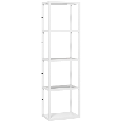 HOMCOM LED Floor Lamp 4-Layer Glass Shelves White