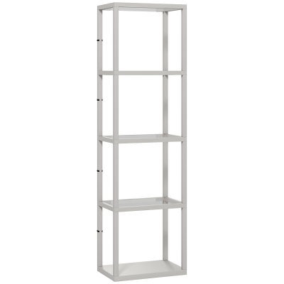 HOMCOM LED Floor Lamp with Glass Shelves, 4 Layers Dimmable Tall Standing Lamp, Modern Column Shelf Floor Light for Living Room, Bedroom, Office, Grey