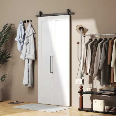 HOMCOM Porta de Correr Dobrável com Acabamento Elegante Puxador Montagem Fácil para Casa de Banho Sala de Estar Cozinha 90x210 cm Branco