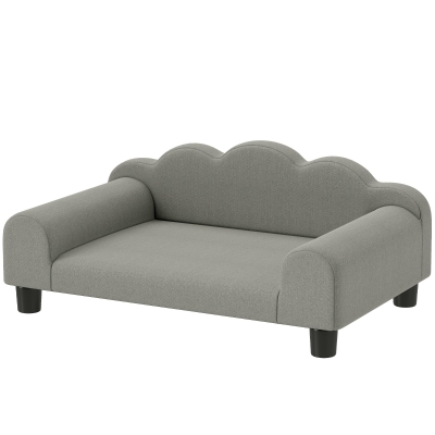 PawHut Canapé pour Chiens Bois & Tissu 66x42x28.5 cm Gris