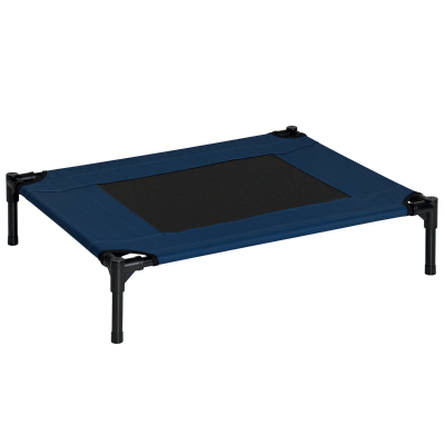 PawHut Hundebett Outdoor erhöht Katzenbett Stahlrahmen 600D Oxford-Gewebe Blau 76 x 61 x 18 cm