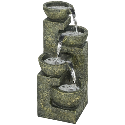 Outsunny 4-Tier Waterfall Fountain Adjustable Flow Black/Yellow