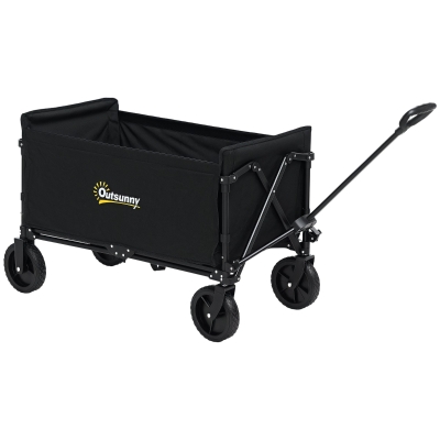 Outsunny Carrello da Giardino da 120L Pieghevole 90x48x62 cm Nero