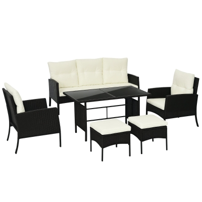 Outsunny 5-Seater Rattan Garden Furniture Set White