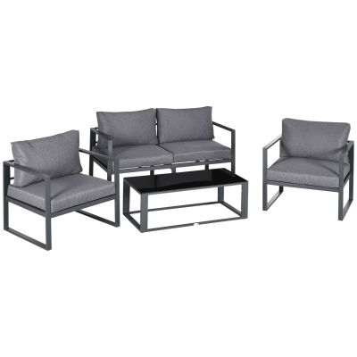Outsunny 4-Piece Garden Sofa Set Aluminium Grey