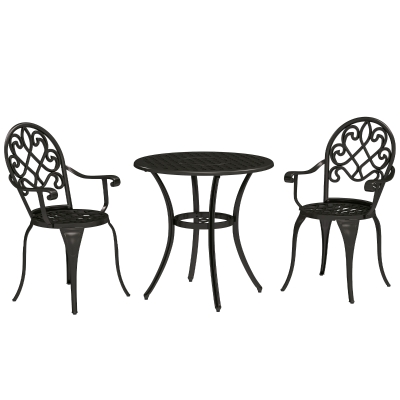 Outdoor Bistro Set 66cm x 66cm x 67cm Black