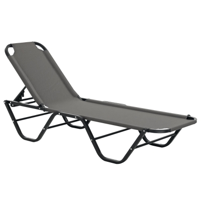 Outsunny Sun Lounger Aluminium Grey 5-Position Recliner