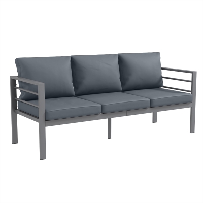 Outsunny Aluminium Three-Seater Garden Bench with Cushions - Grey
