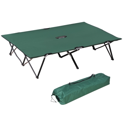Outsunny Lit Camp Pliable 2 Pers 193x125cm Métal Vert