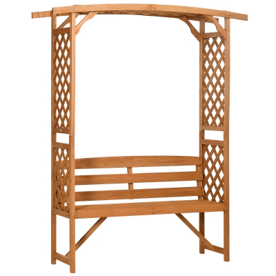 Outsunny Garden Bench Wooden Arbour for Vines Natural