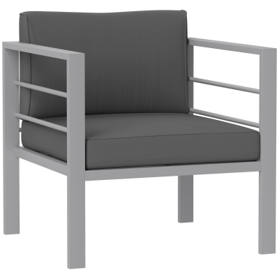 Outsunny Aluminium Outdoor Armchair with Cushions Charcoal Grey