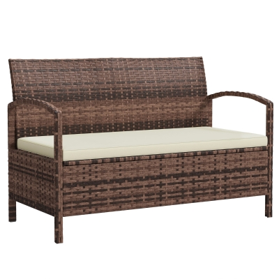 Rattan Storage Bench 123W x 66D x 82Hcm Brown