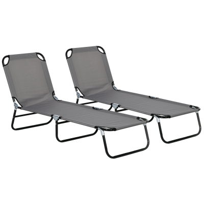 Outsunny Garden Sun Lounger Grey with Five-Position Back
