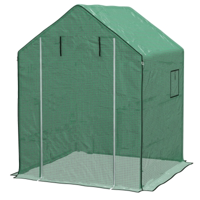 Outsunny Bâche Serre 140x143x190cm Anti-UV avec Fenêtre et Porte