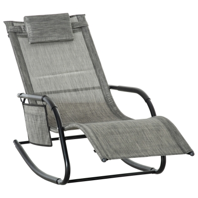 Outsunny Rocking Chair Patio Lounger Dark Grey