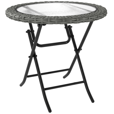 Rattan Folding Table 68L x 68W x 73H cm Grey