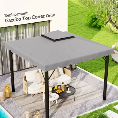 Outsunny Toldo de Substituição para Pérgola 300x300 cm com Duplo Teto e 8 Orifícios de Drenagem Cinza Claro