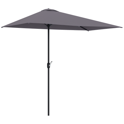 Outsunny Half Parasol Patio Umbrella Crank Handle 2.3m Grey